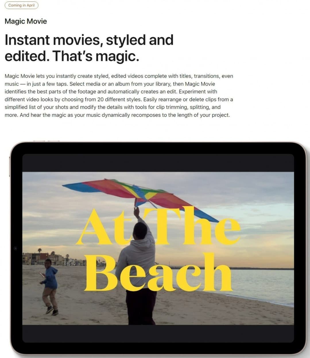 Apple teases new features for iMovie, coming in April