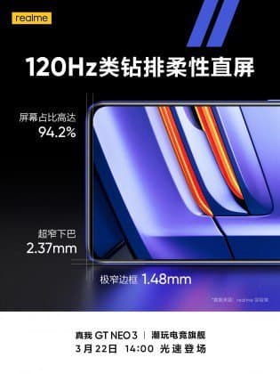 Realme GT Neo3 confirmed to pack a 120Hz screen
-Techweu