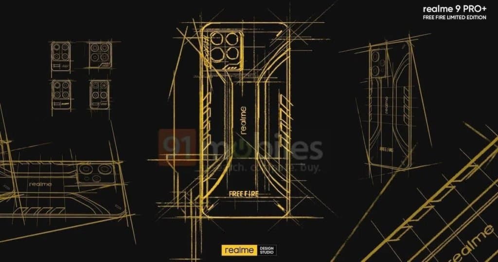 Realme 9 Pro+ Free Fire Limited Edition’s design revealed through leaked image
-Techweu