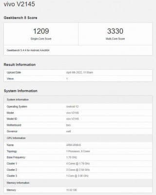 vivo X80 Pro+ with Snapdragon 8 Gen 1 runs Geekbnech
-Techweu