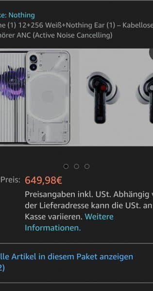 Nothing phone (1) to start from €470 in Europe, Amazon leak reveals
-Techweu