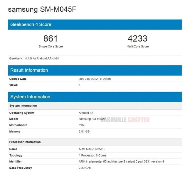Samsung Galaxy M04 runs Geekbench with a Helio G35 chipset
-Techweu