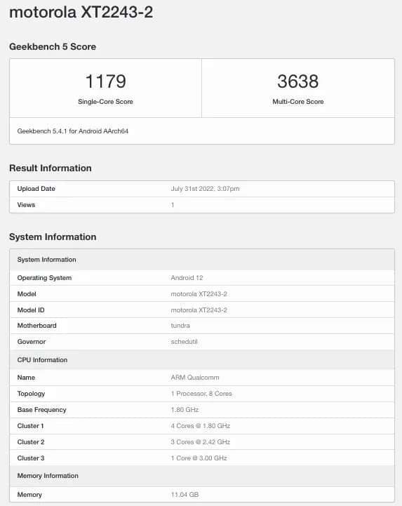 Motorola S30 Pro aka Edge 30 Fusion shows SD888+ on Geekbench
-Techweu