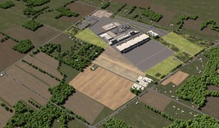 Aerial photo of the factory after completion