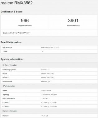 Realme GT Neo3 on Geekbench