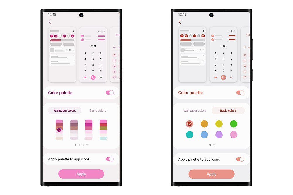   users can choose from up to 16 preset color themes based on their wallpaper