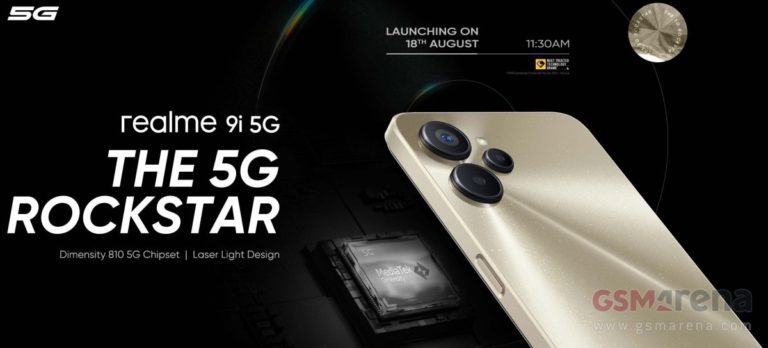 Realme 9i 5G is coming on August 18, design and specs revealed
-Techweu