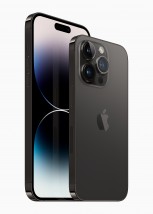 iPhone 14 and 14 Pro in space gray, silver, gold, and deep purple