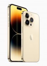 iPhone 14 and 14 Pro in space gray, silver, gold, and deep purple