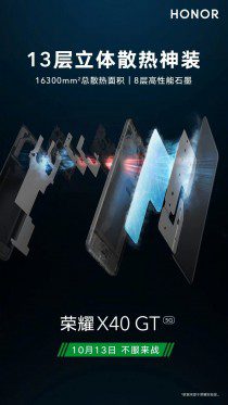 Honor X40 GT’s advanced cooling teased
-Techweu