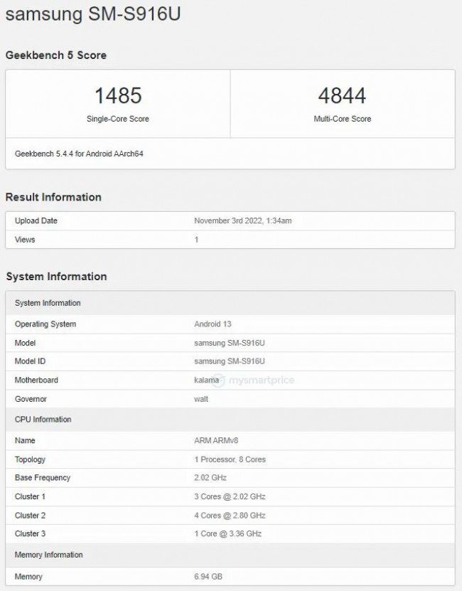 Samsung Galaxy S23+ US model spotted on Geekbench with Snapdragon 8 Gen 2
-Techweu